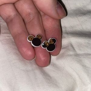 Mickey and Minnie leopard print post earrings